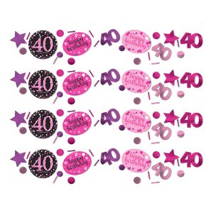 Bordskonfetti 40 Svart/Rosa Glitter - 34 gram