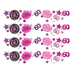 Bordskonfetti 60 Svart/Rosa Glitter - 34 gram