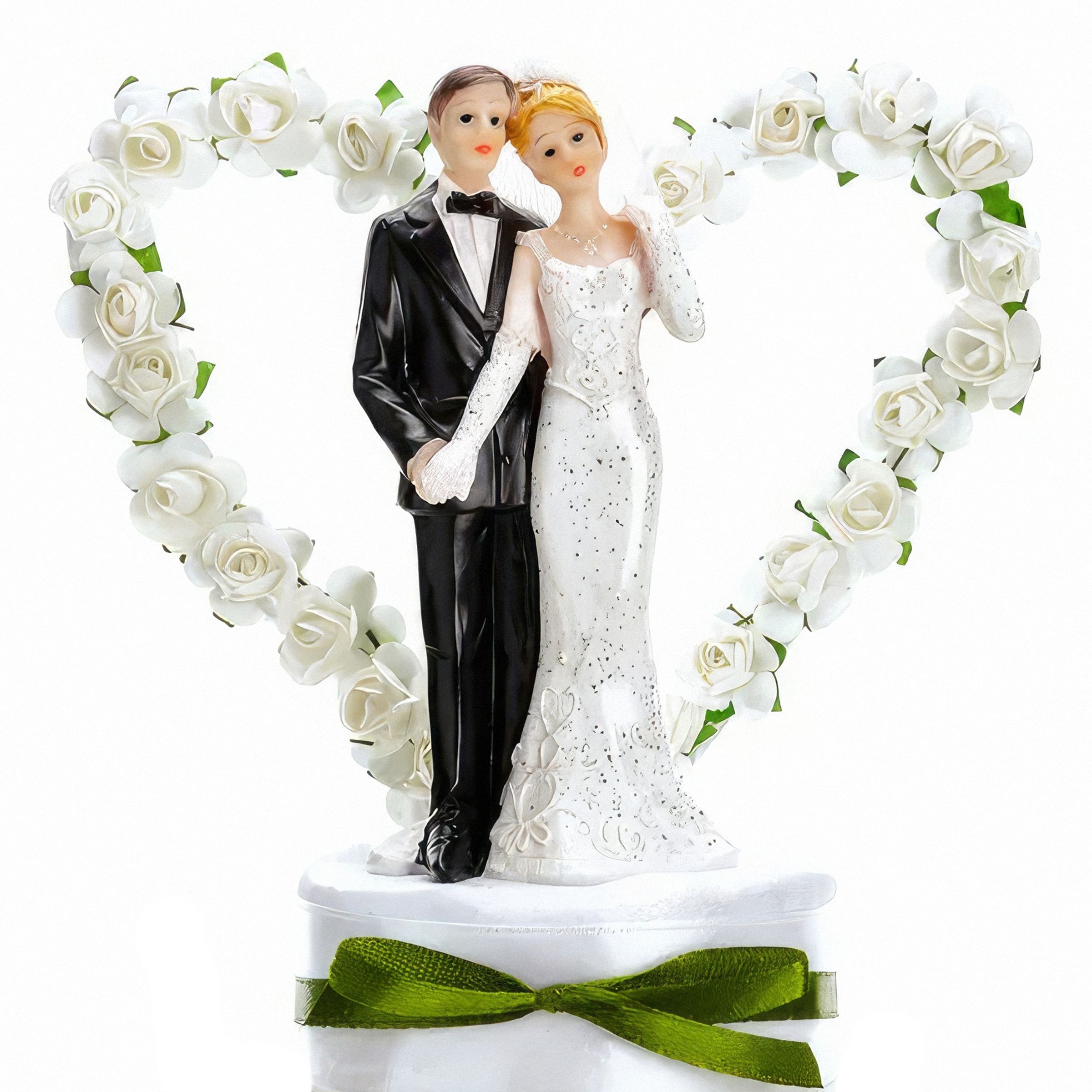 Bröllopsfigur Brudpar med Hjärta Vit