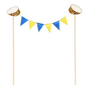 Tårtdekoration Blå/Gula Flaggor Student