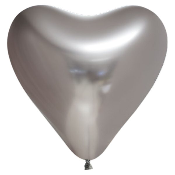 Chrome Mirror Hjärtballonger Silver