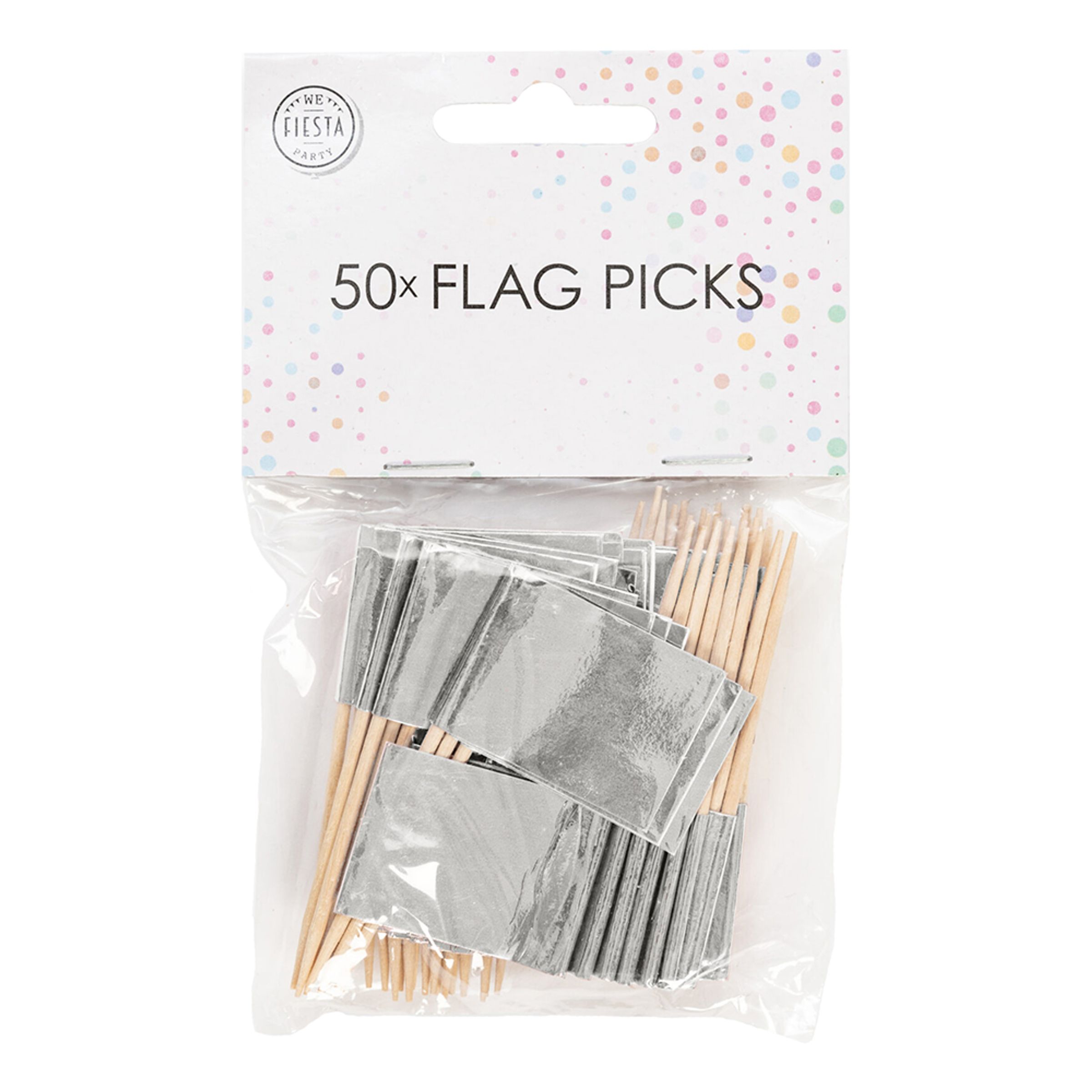 Cocktailflaggor Silver Metallic - 50-pack