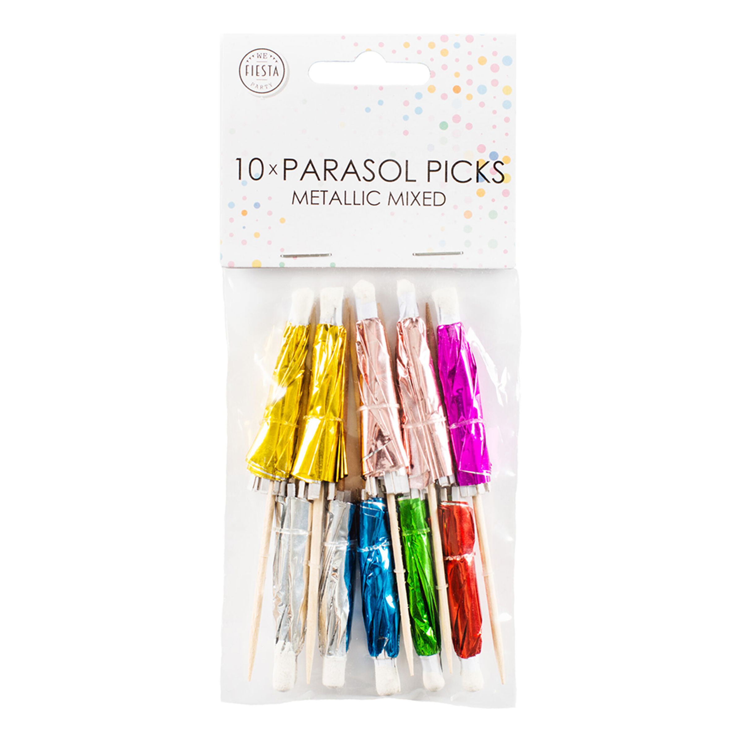 Cocktailparasoll Flerfärgade Metallic - 10-pack