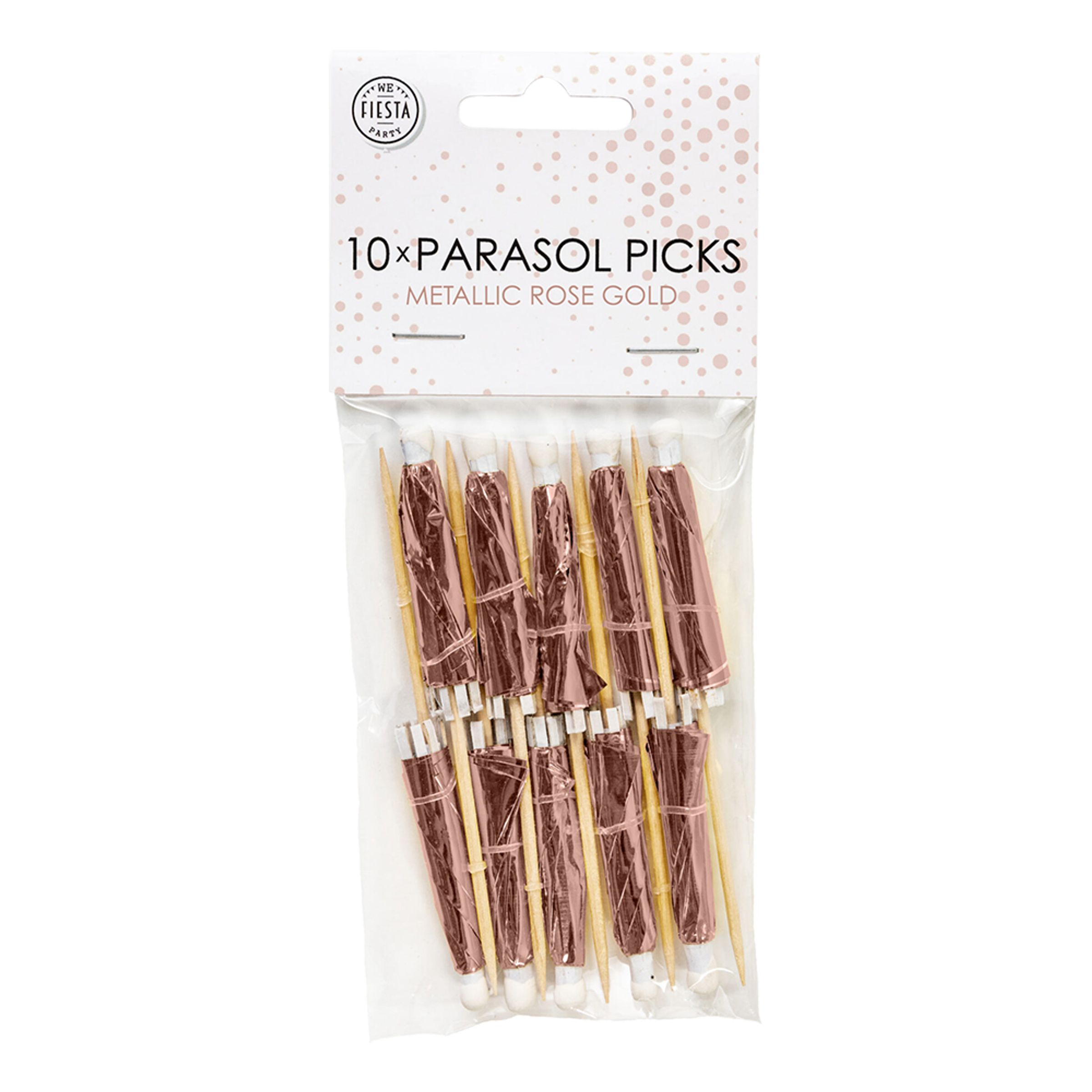 Cocktailparasoll Roséguld Metallic - 10-pack