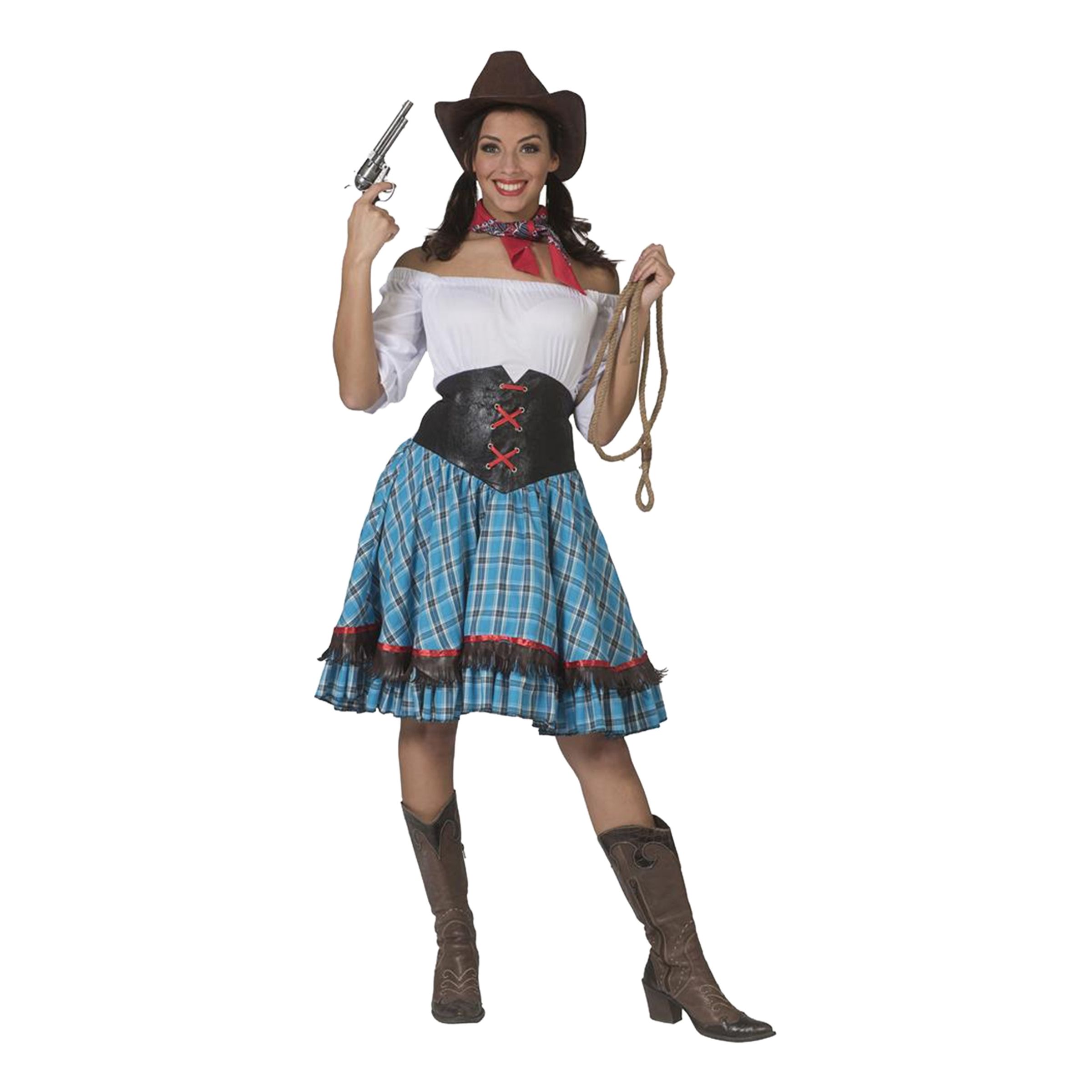 Cowboy Klänning Blå Maskeraddräkt - Medium