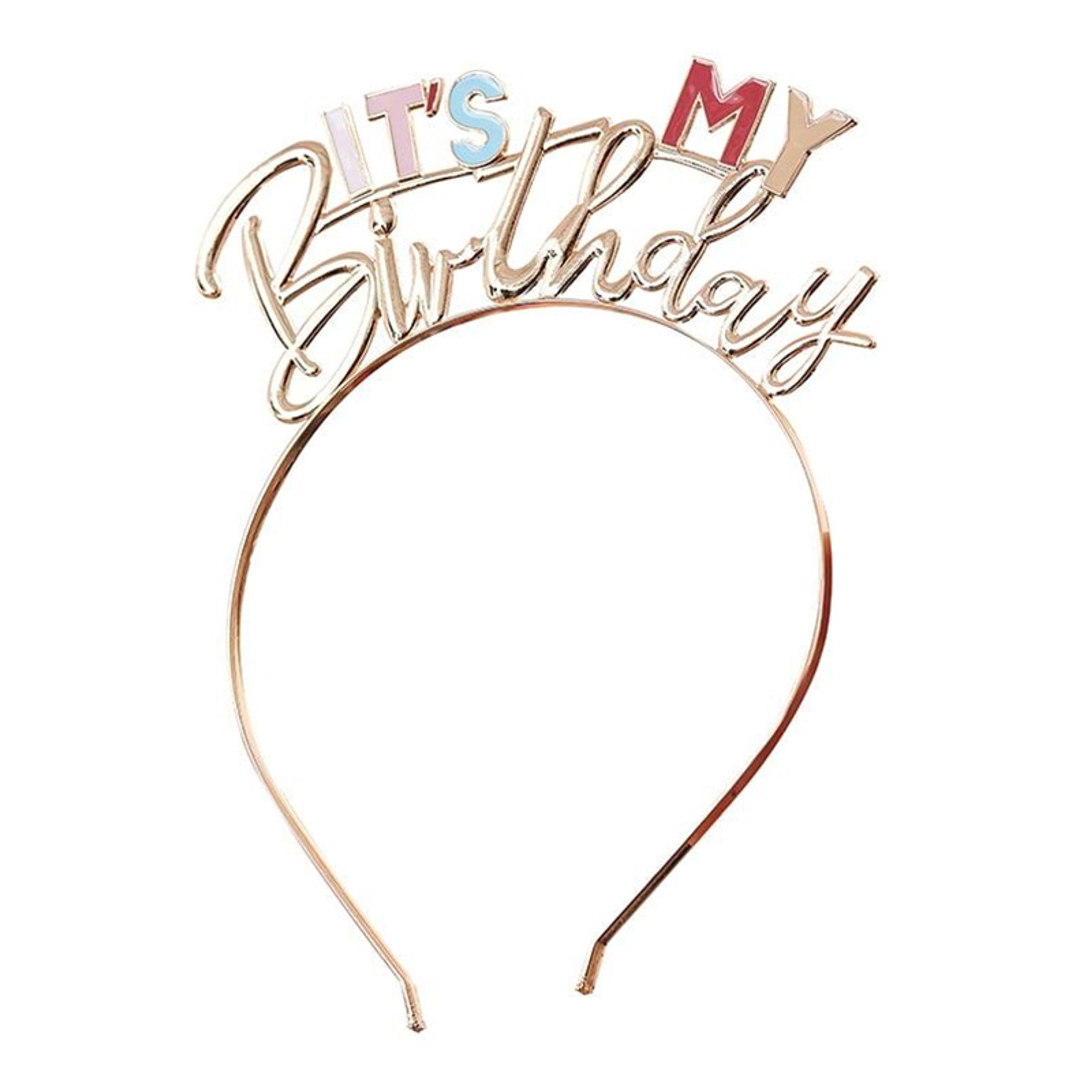 Diadem i Metall It's My Birthday Guld - One size