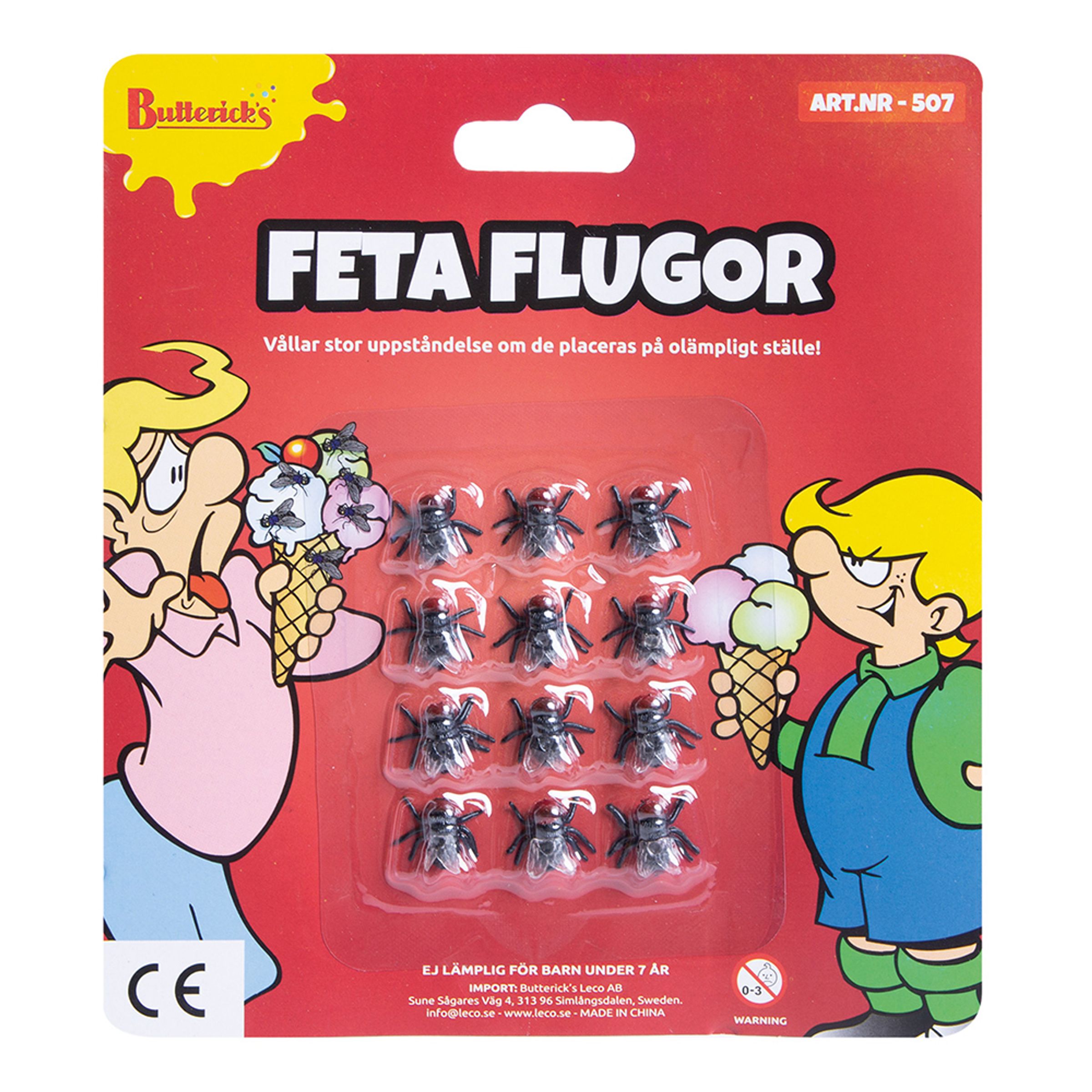 Feta Flugor Skämtartikel - 12-pack