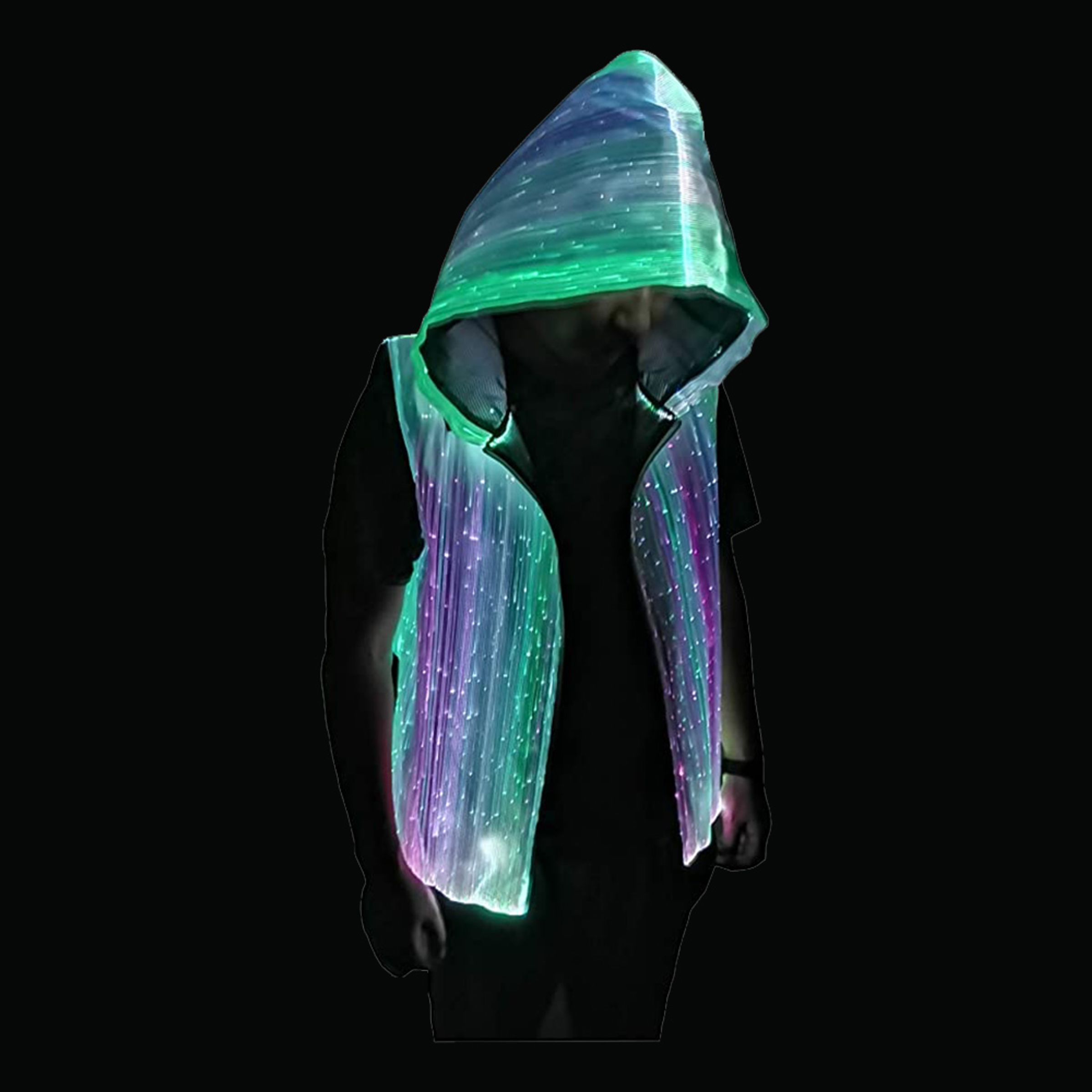 Fiberoptisk LED Hoodie - X-Large