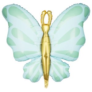 Fjäril Folieballong Mintgrön/Guld