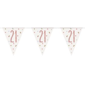 Flaggirlang 21 År Vit & Roséguld