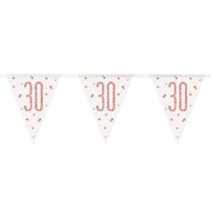 Flaggirlang 30 År Vit & Roséguld
