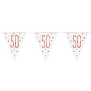Flaggirlang 50 År Vit & Roséguld