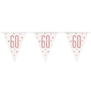 Flaggirlang 60 År Vit & Roséguld