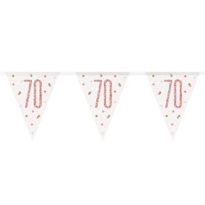 Flaggirlang 70 År Vit & Roséguld