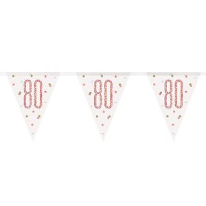 Flaggirlang 80 År Vit & Roséguld