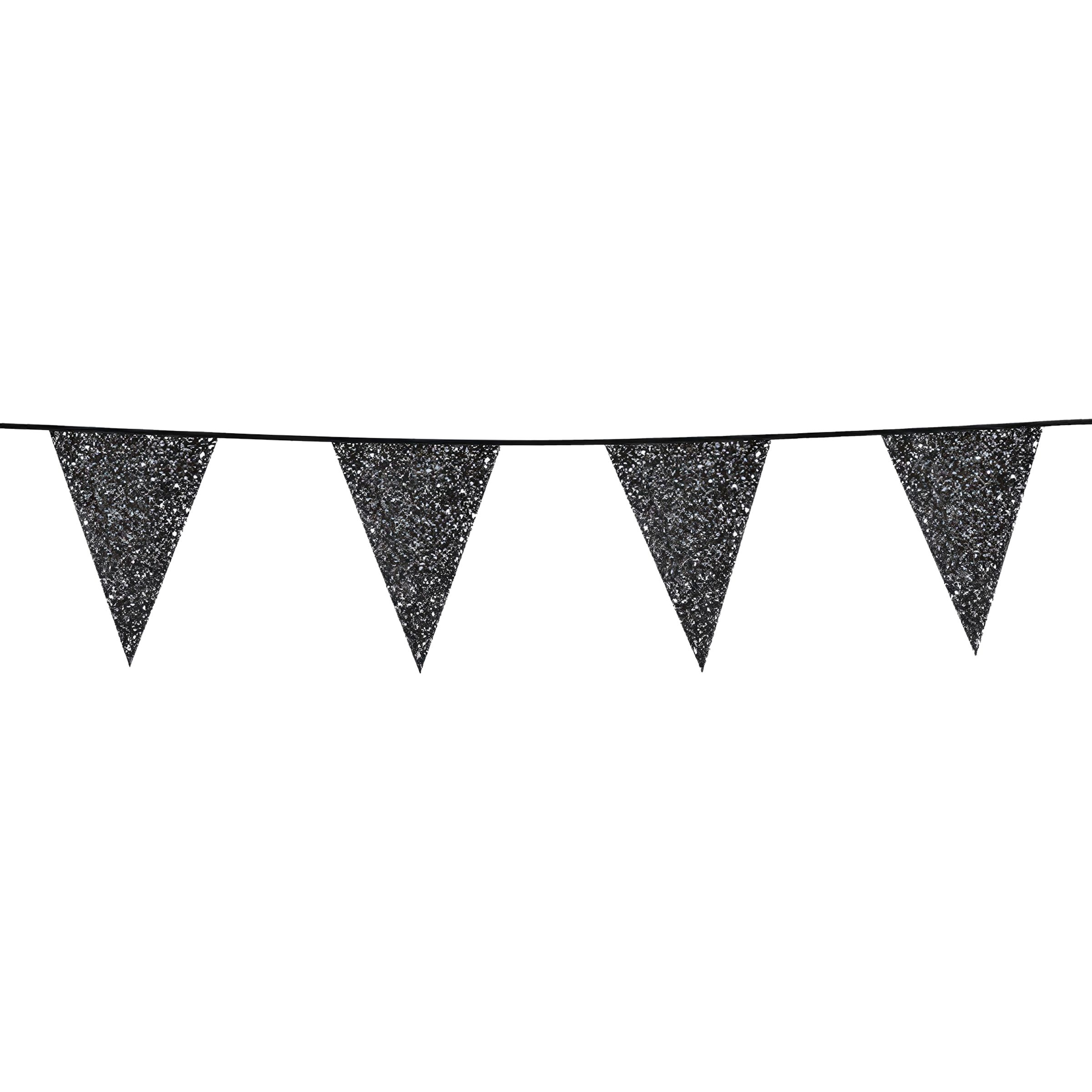 Flaggirlang Svart Glitter