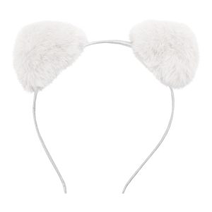 Fluffigt LED Diadem med Öron - Vita