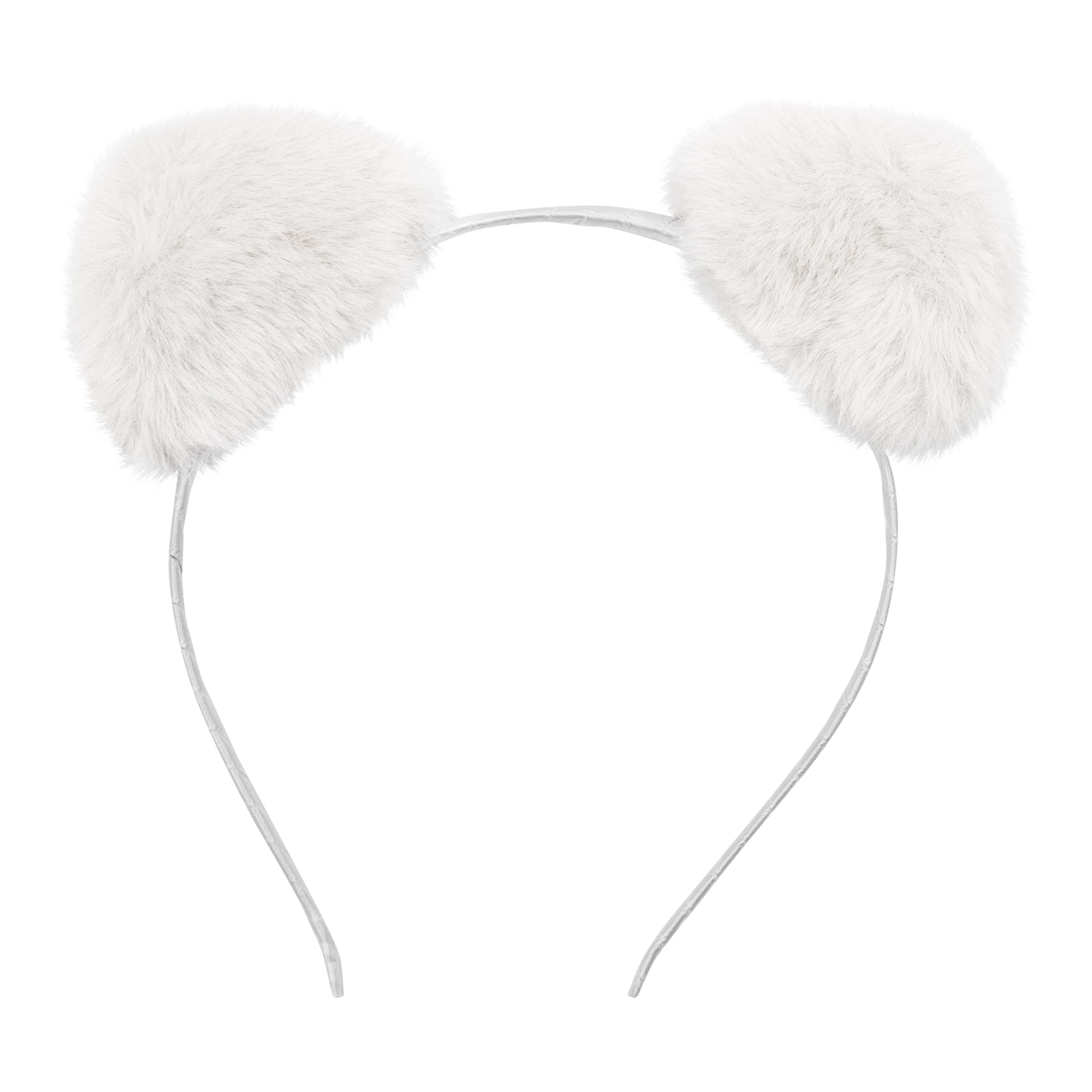 Fluffigt LED Diadem med Öron - Vita