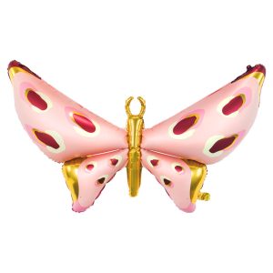 Folieballong Fjäril Rosa/Guld