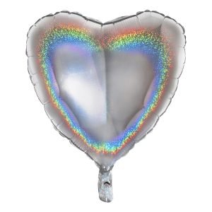 Folieballong Hjärta Glitter Silver - 91 cm