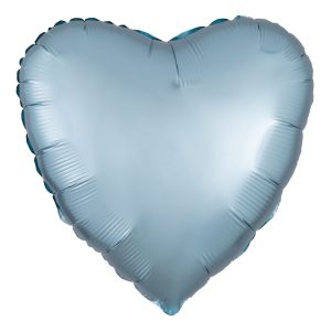 Folieballong Hjärta Silke Blå Pastell