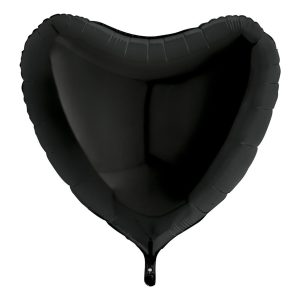 Folieballong Hjärta Stort Svart