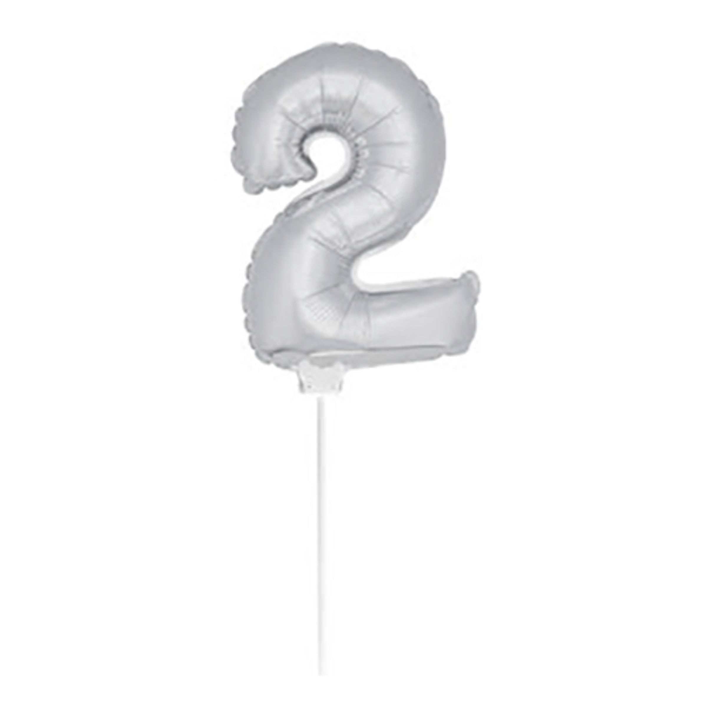 Folieballong på Pinne Silver - Siffra 2