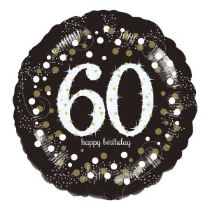 Folieballong Rund Sparkling Birthday 60