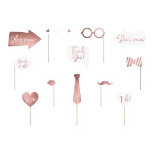 Fotoprops Bröllop Roséguld - 12-pack