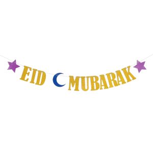 Girlang Eid Mubarak Guld Glitter