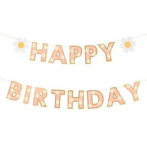 Girlang Happy Birthday med Blommor