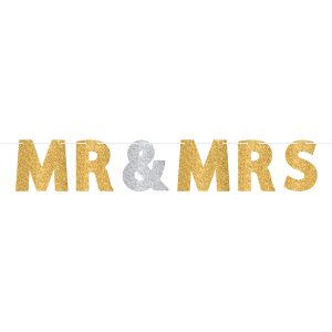 Girlang Mr & Mrs Guld/Silver Glitter