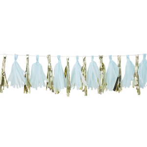 Girlang Tofsar Ljusblå/Guld