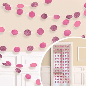 Girlanger Cirklar Rosa Glitter - 6-pack