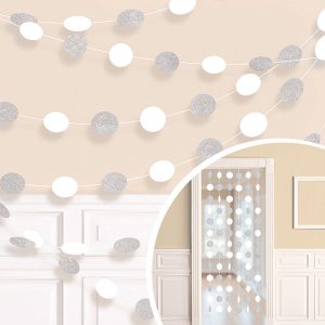 Girlanger Cirklar Vit Glitter - 6-pack