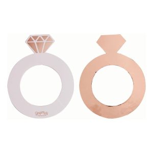 Glasmarkörer Diamantringar Roséguld - 10-pack