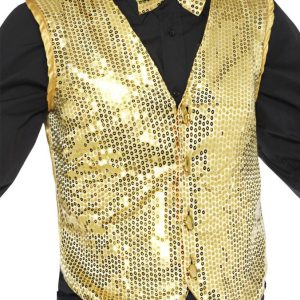 Glittrig Paljettväst Guld