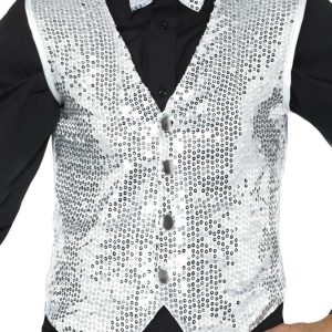 Glittrig Paljettväst Silver