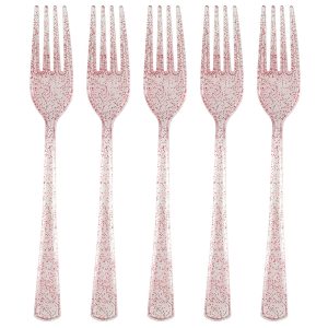 Glittriga Plastgafflar Rosa 18-pack
