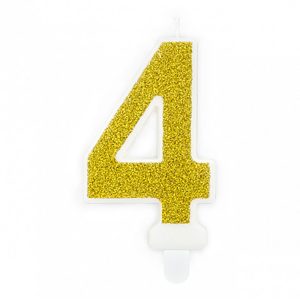 Guld Tårtljus Siffra Glitter - Siffra 4