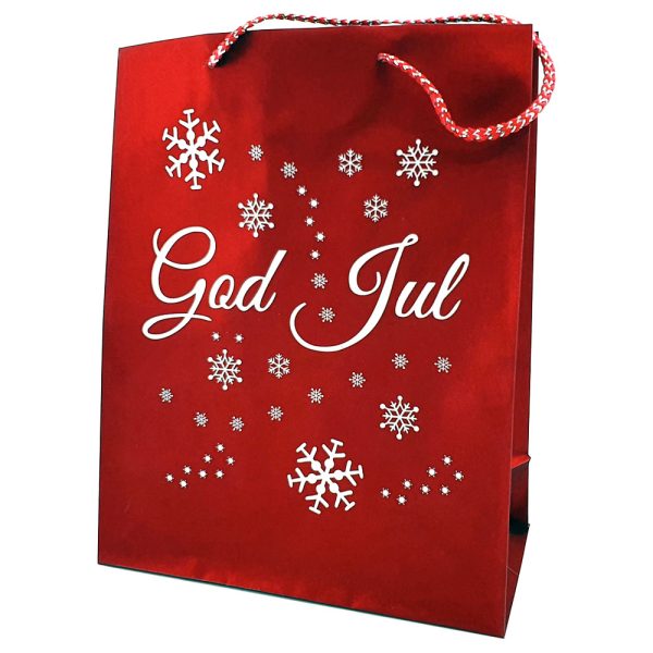 God Jul Glittrig Julklappspåse Stor