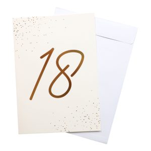 Gratulationskort Guld Siffra med Kuvert - Siffra 18