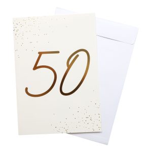 Gratulationskort Guld Siffra med Kuvert - Siffra 50