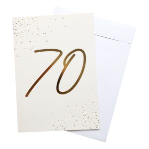Gratulationskort Guld Siffra med Kuvert - Siffra 70