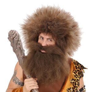 Grottmänniska Mustasch & Skägg Brun - One size