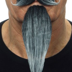 Handlebar and Chin Puff Mustasch Grå