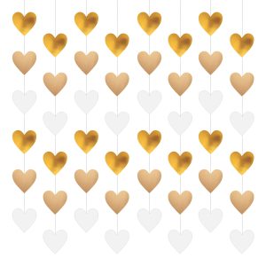 Hängande Hjärtan Guld/Vit Takdekorationer