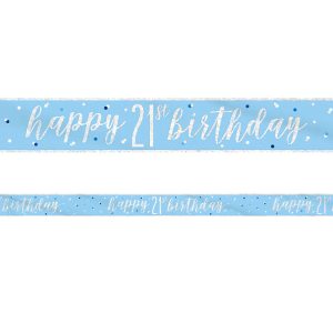 Happy 21th Birthday Banderoll Blå & Silver
