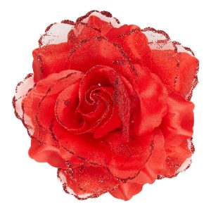 Hårklämma Ros med Glitter - Röd