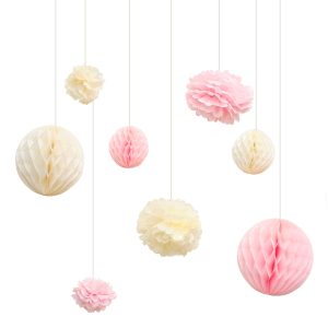 Honeycomb & Pompoms Hängande Dekorationer